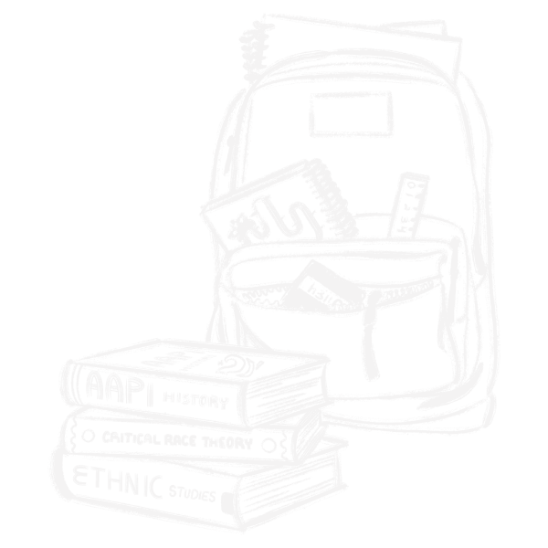Illustration of a backpack by some school textbooks