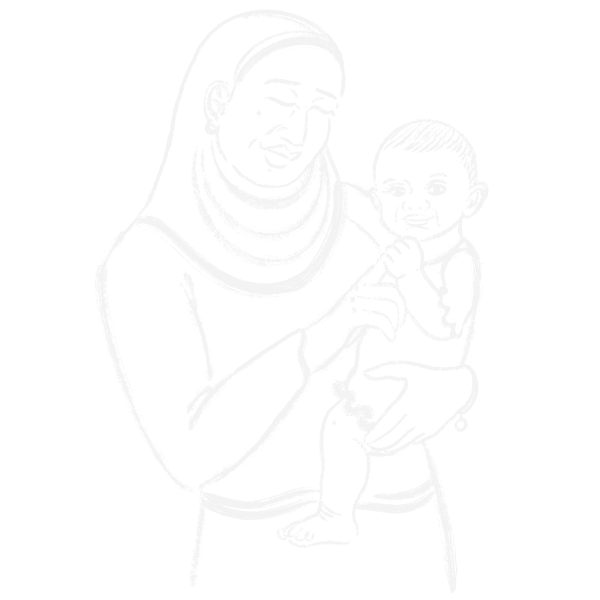 Illustration of a mother holding a child